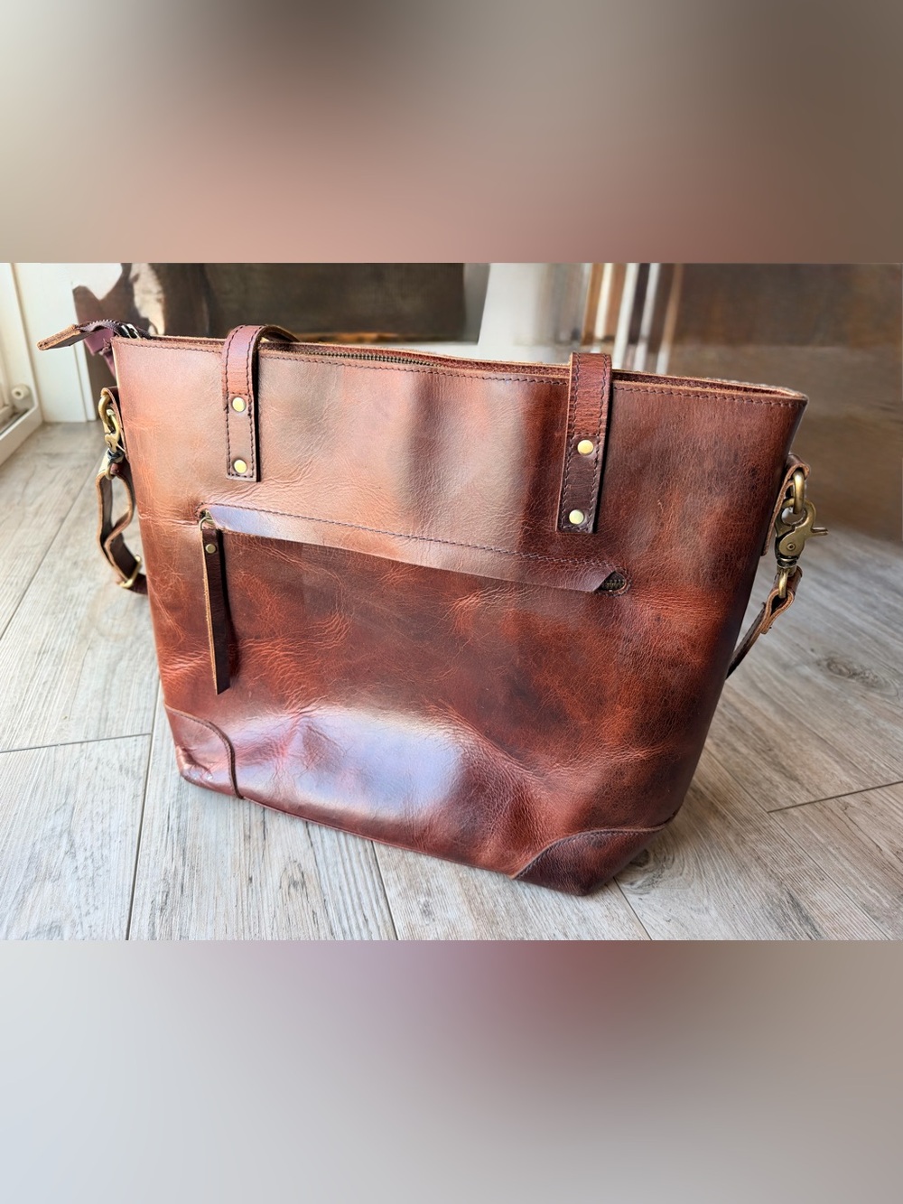 Denver Leather Craft Marilyn Buffalo Leather Tote Shoulder Large Purse